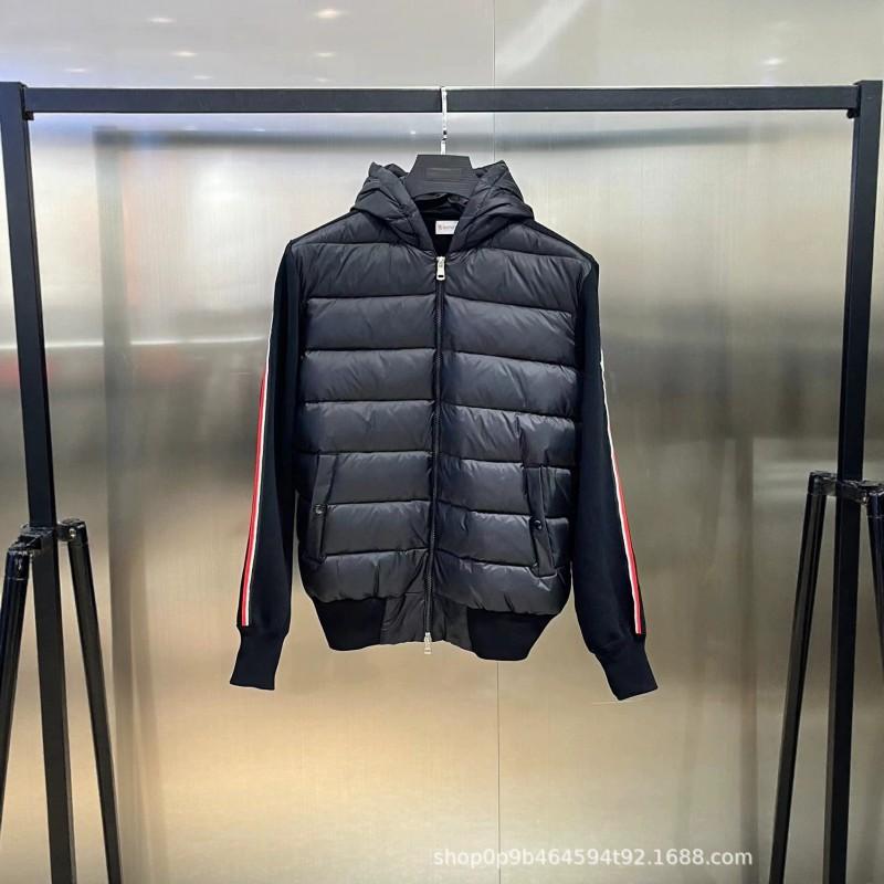 Unisex Winter Cotton-Padded Jacket With Hooded Collar Knit Patchwork Design Loose Fit Daily Wear