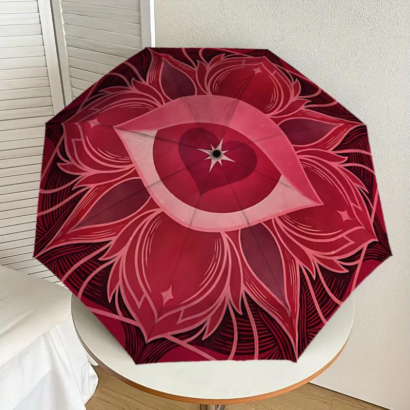 Eye of Heart Mandala Automatic Opening Rain Umbrella - Portable Folding Design, Outdoor Umbrella for Fans, Travelers & Daily Use, Perfect Gi