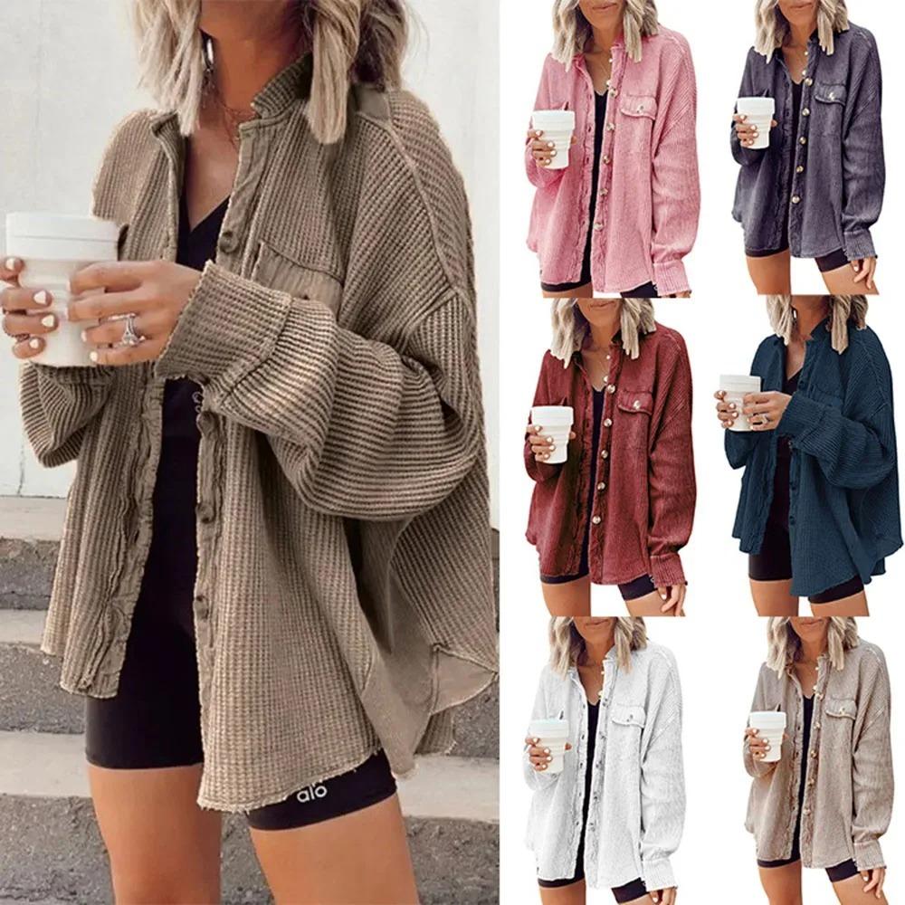 Autumn Women Patchwork Coat Casual Lapel Pocket Irregular Shirt Jacket Fashion New