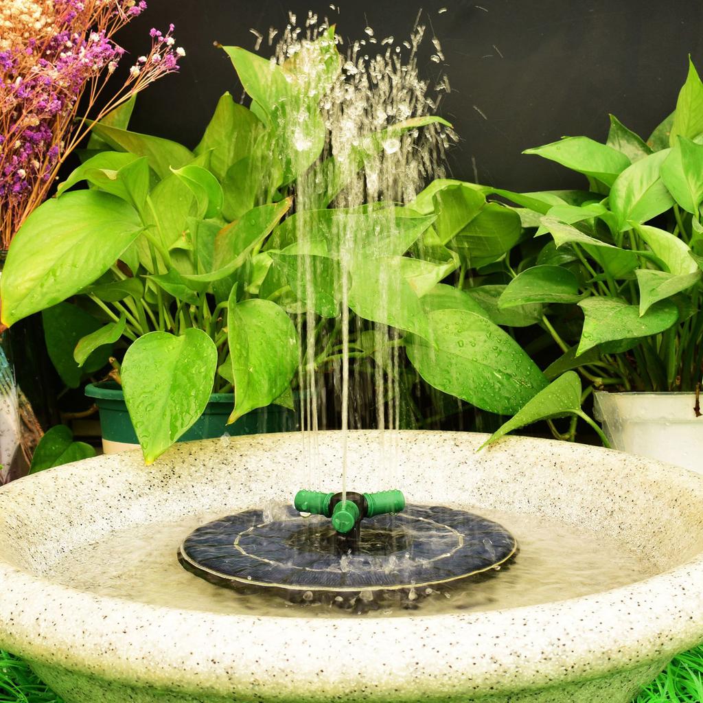 Solar Fountain with RGB Color Light, 4W 9V High Efficiency Glass Solar Panel, Floating Fountain Pump with 7 Sprayer