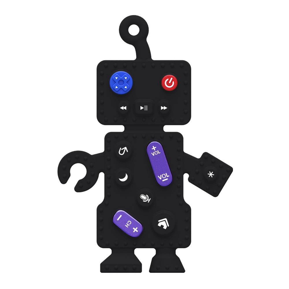 1pcs Baby Silicone Teething Toys, Robot Shape Teether Chew Toys By Key for Baby Learning Colors Sensory Educational Toys