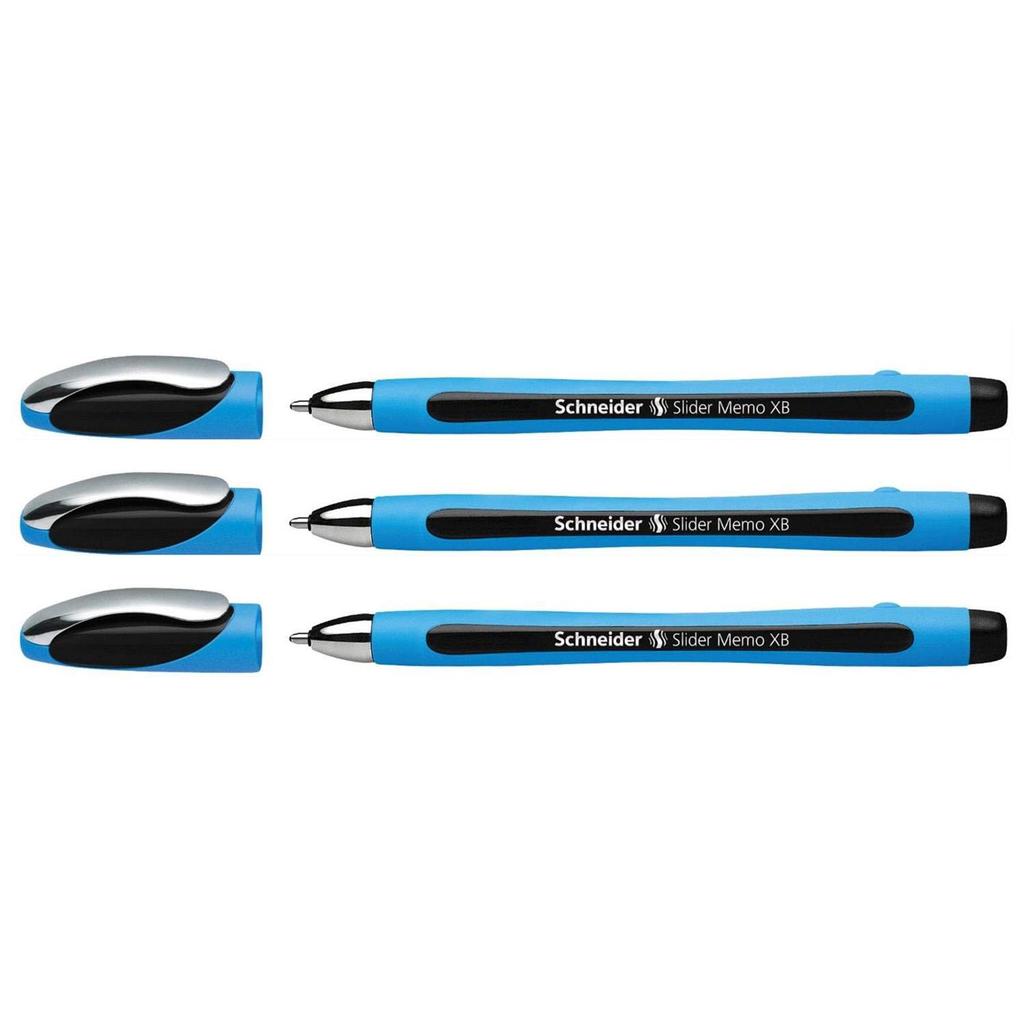 Schneider Slider Memo XB Kugelschreiber, Extra Fett, 3er Set, Tintenfarbe: Schwarz, SM150201