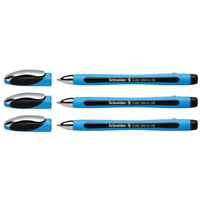 Schneider Slider Memo XB Kugelschreiber, Extra Fett, 3er Set, Tintenfarbe: Schwarz, SM150201