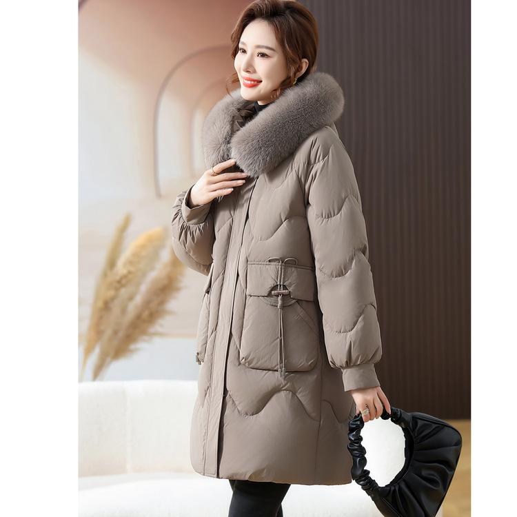 Down Jacket for Women In Winter 50-year-old Middle-aged and Elderly Women's Clothing for Mothers In Mid-length Fox Fur Collar Jacket