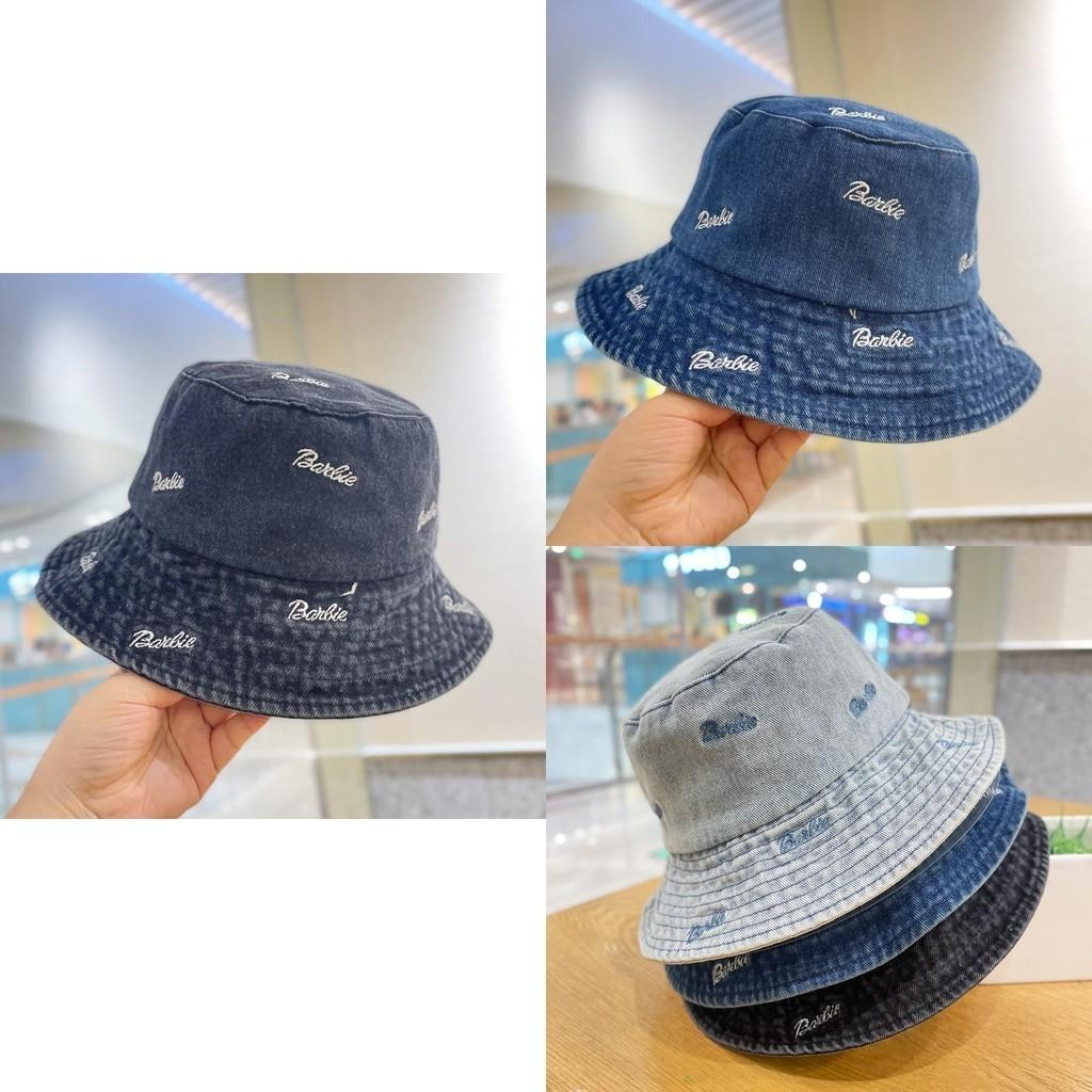 Women's Vintage Denim Fisherman Hat Spring Autumn Sun Protection Cap Adjustable Black Blue Light Blue