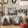 Retro Christmas Photo Frame Pillow Cover Elk Golden Bell Home Sofa Decoration Cushion Cover Bedside Cushion