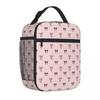 Bestselling Vintage Pink Coquette Bow Lattice Pattern Striped Reusable Lunch Bag Road Trip Lunch Carrier