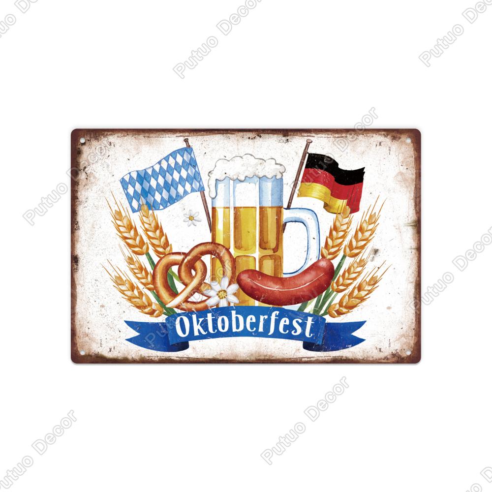 

Putuo Decor Vintage Metal Tin Sign, Wall Art Deco Home Farmhouse Office Coffee Shop, Monie Black Oktoberfest, 7.9x11.8 Inches 20x30cm（7.8x11.8inch）