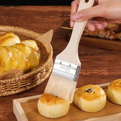 Basting Brush with Wooden Handle Heat Resistant Kitchen Oil Brush for BBQ Sauce Pastry Spreader for Pancakes