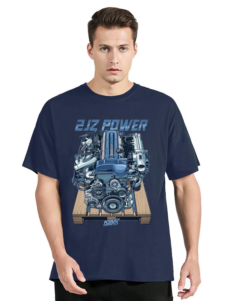 Japan Car 2JZ Engine Turbo Tuning JDM TShirt Summer Fashion Casual Cotton Graphic TShirt UnisexTops Tees Mens Clothing S