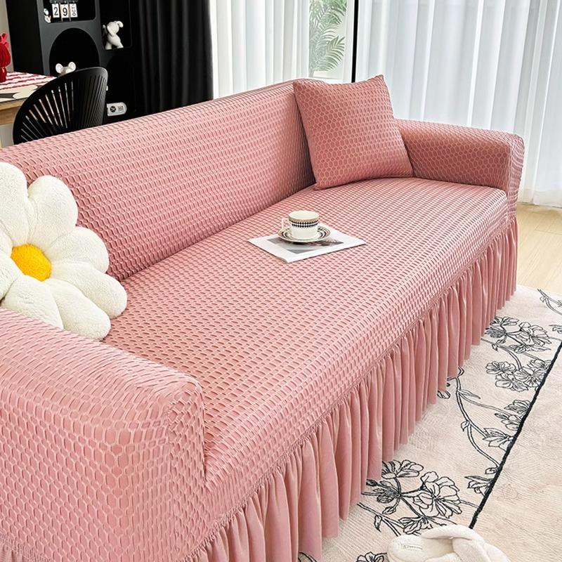 The New Summer Elastic Skirt Has A Cool Ice Silk Straight Line Anti Slip Full Cover Sofa Cover In One Piece