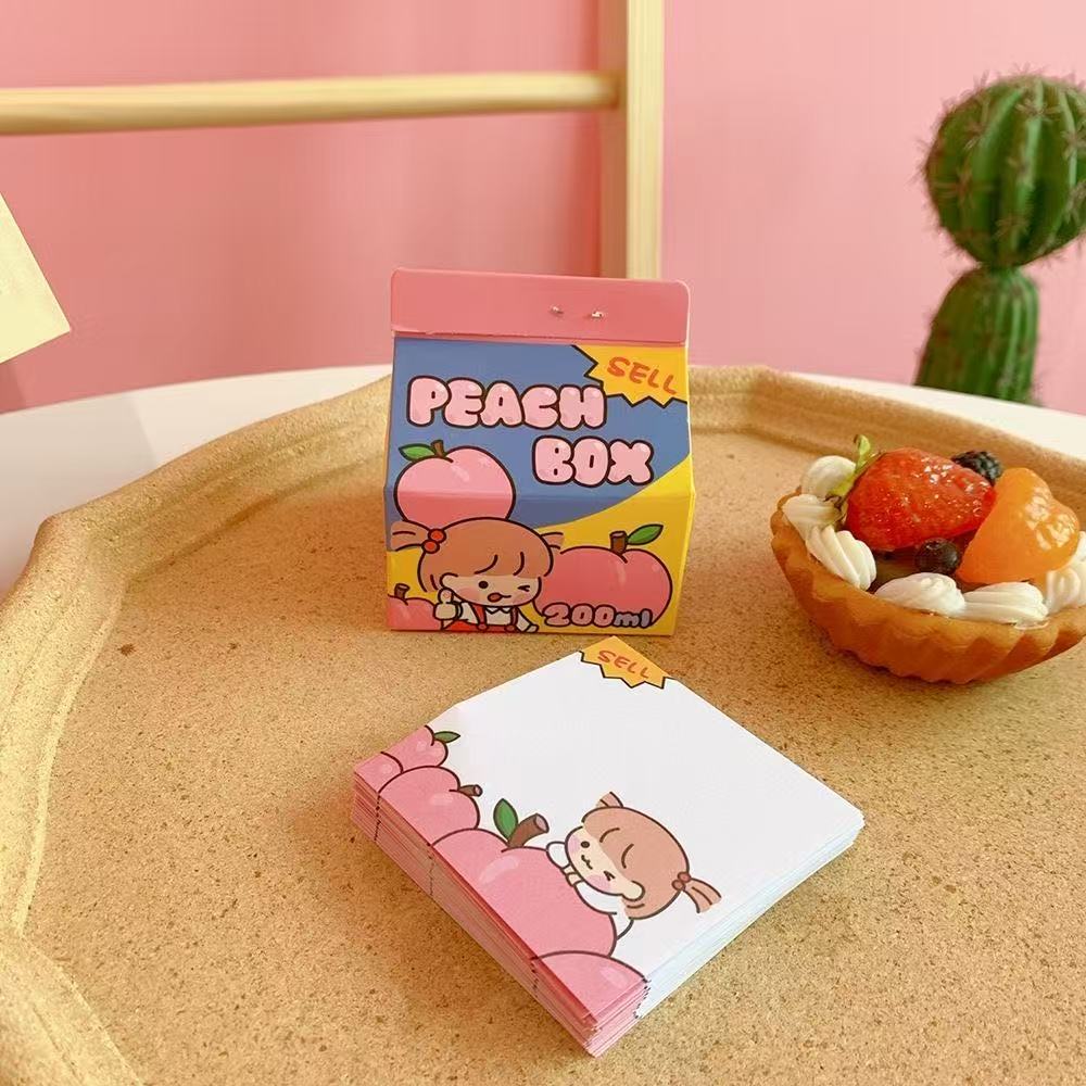 

Kawai Cartoon Milk Carton Naughty Bear Note Pad Multi Functional Removable Message Self Adhesive Strip Office School Supplies