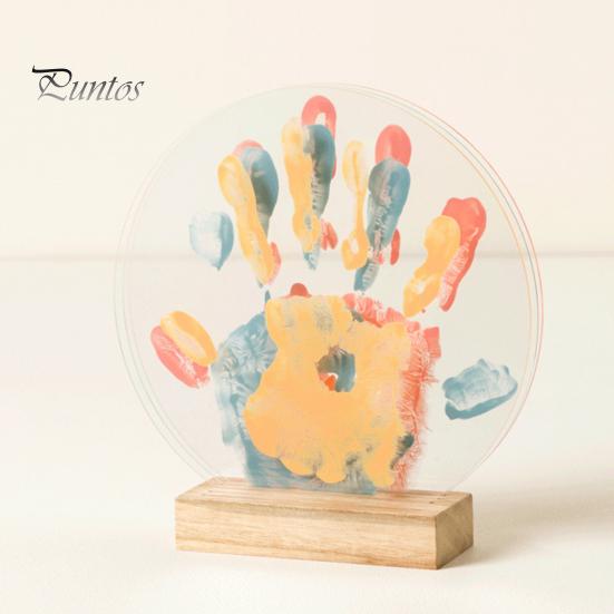 Educational Craft Activity Set DIY Handprint Display Kit, Transparent Acrylic Panel And Wood Base Art Handmade Holiday Gift Ideas Project, Memory