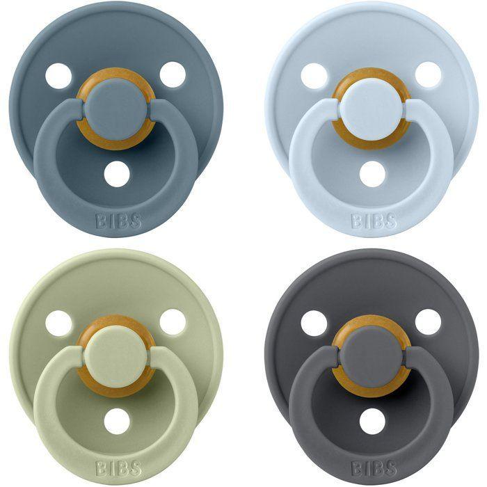 Sucette bébé - BIBS - Colour - Embout rond - Pack de 4 - Caoutchouc naturel - Taille 2 Petrol Sage Baby Blue Iron