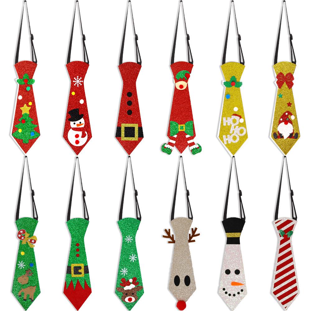 Felt Christmas Tie Ornaments - Snowman, Reindeer, Christmas Tree Décor