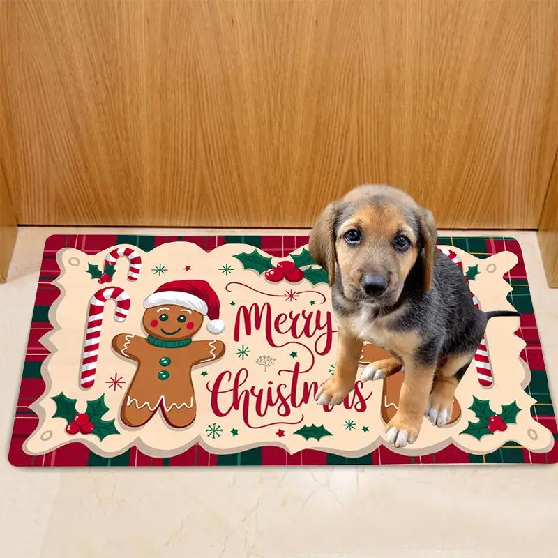 Cartoon Gingerbread Man Rug Soft and Slip-resistant Kitchen Floor Mat Entry Door Mat Merry Christmas Home Decoration
