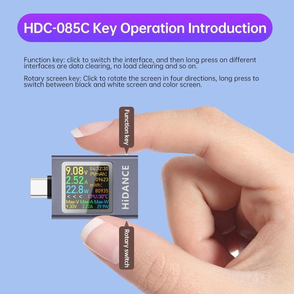 DC 4.5-50V 0-12A 600W USB Type-C Tester LED Color Display USB Amperemeter  For 3C Products