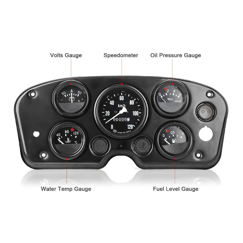 Universelles Armaturenbrett für Autos Wassertemperatur Voltmeter 5 in 1 Multifunktions-Dashboard-Cluster-Panel