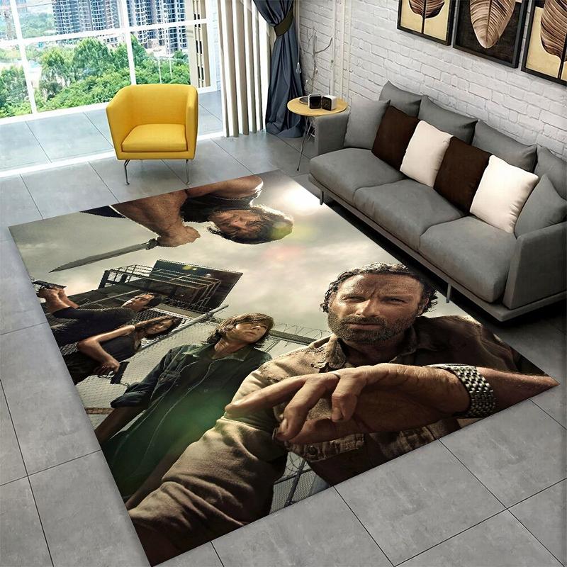 classic The Walking Dead Rick Daryl Horror TV Carpet Rug for Bedroom Living Room Sofa Doormat Home Decor,Kid Area Rug Non-slip