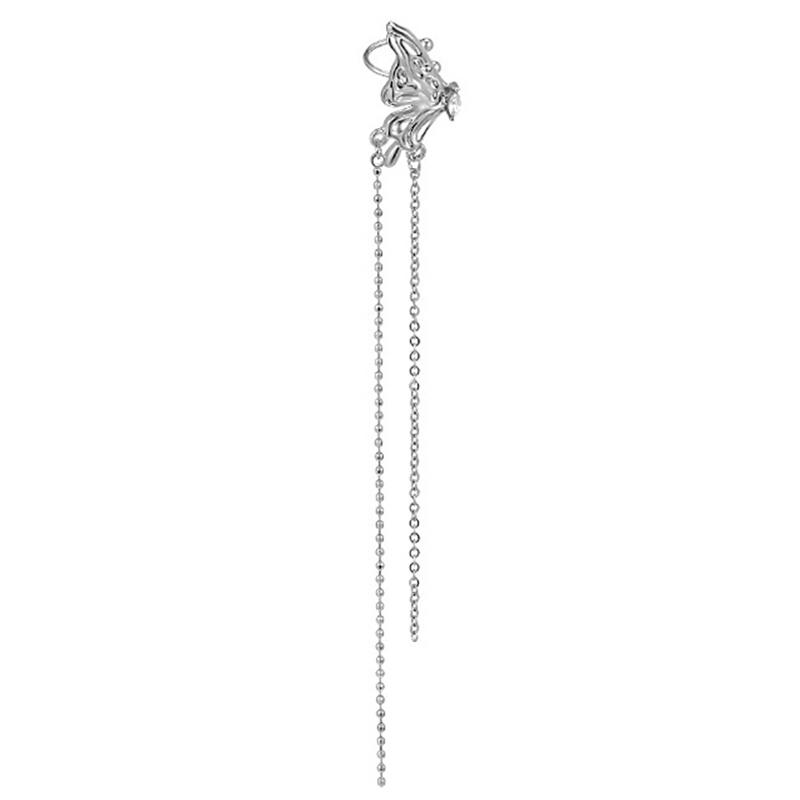 Korean Elegant Elf Butterfly Clip Earrings For Women Girls  Long Tassel No Piercing Ear Cuff Jewelry Gifts