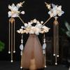Light Colors Bridal Headwear Plastic Earrings Hairpin Set Wedding Dress Hair Accessories  Hanfu