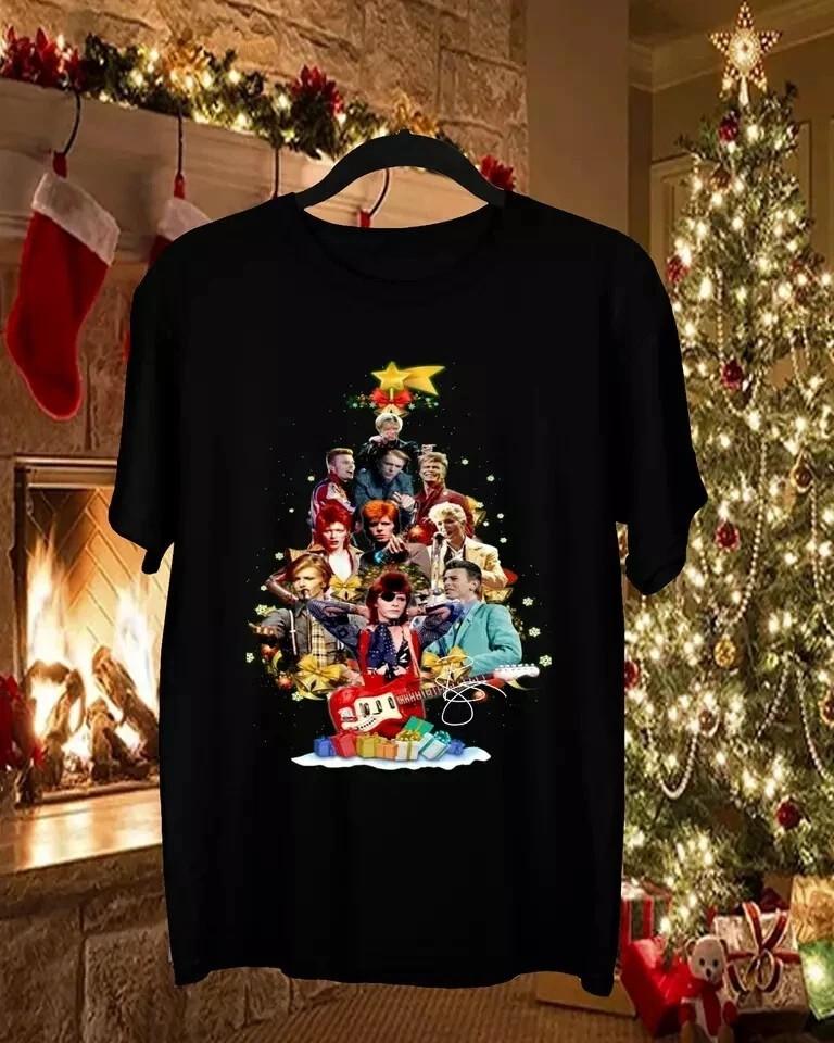 New David Bowie Christmas tree Christmas Gift Unisex S-5XL Shirt DO322 Unisex T-Shirt Graphic Tee XXXL