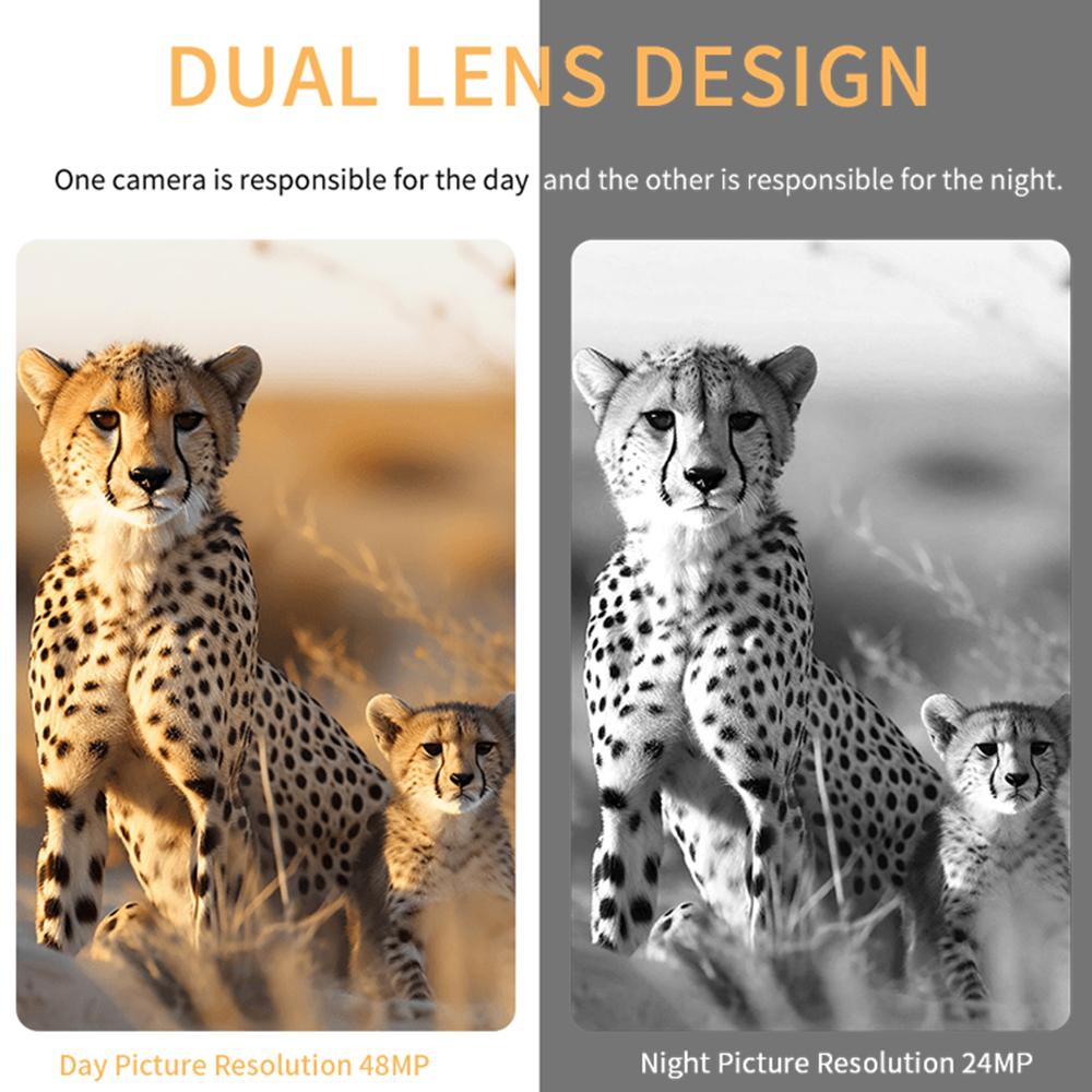 Wildkameras mit Nachtsicht, bewegungsaktiviert, wasserdicht, 4K-Wildkamera 48MP Wildtiere