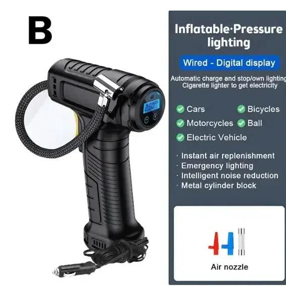 1pcs 120W Handheld Air Compressor Wireless/Wired Inflatable Pump Portable Air Pump Tire Inflator Digital for Car Bicycle Balls