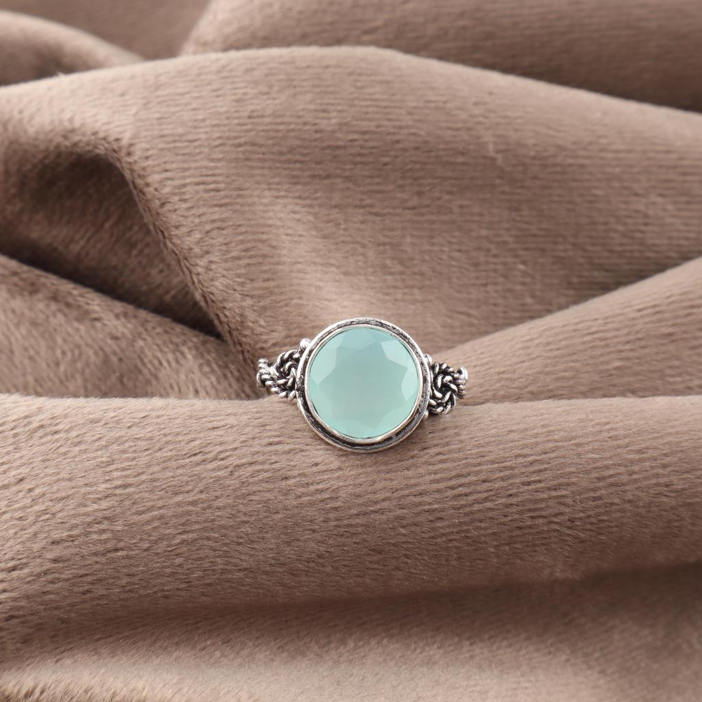 Aqua Chalcedony Ring, 925 Solid Sterling Silver Jewelry, Gemstone Ring, Gift For Her Handmade Dainty Jewelry