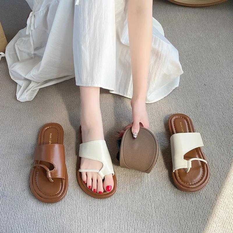 Summer Women Shoes Fashion Leather Slipper Casual Flip Flops Slides Girl Beach Shoes