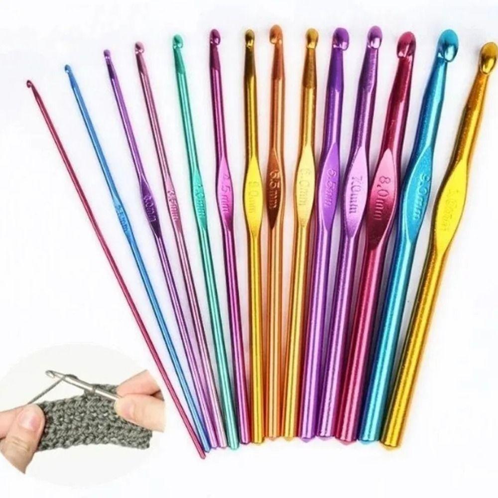 Comfortable Crochet Needles Set Multicolored Handle Crochet Knitting Knitting Needle  Sewing Tools