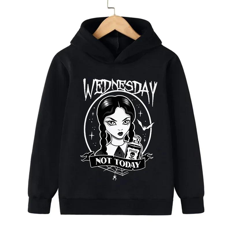

Wednesday Adams Cartoon Printed Children Hoodie Spring Autumn Kids Girl Boy Clothing Pullover Punk Style Sports Sweatshirt 100cm