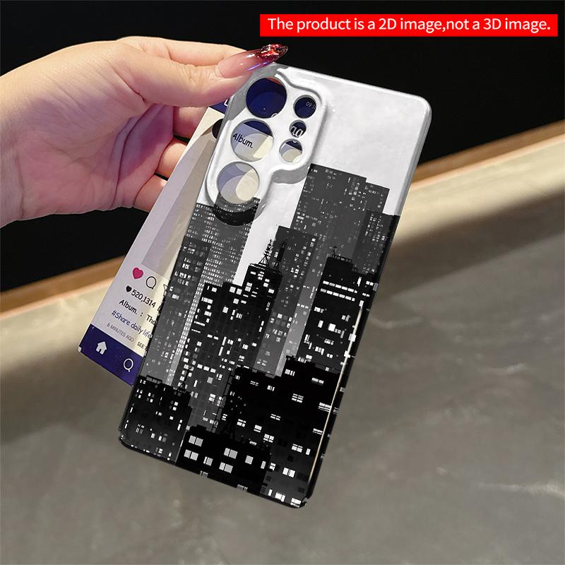 2DFlat Samsung Phone Case Urban Skyline Silhouette Phone Case Applicable To Galaxy S22 S23 S24 S25ULTRA S26 A12 A13 A14 A15 A16