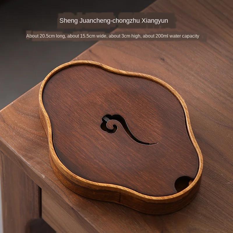 Chinese-Style Heavy Bamboo Pot Tray Water Storage Tea Table Bamboo Solid Wood Pot Mat Small Number Tea Tray Storage Kettle Tray