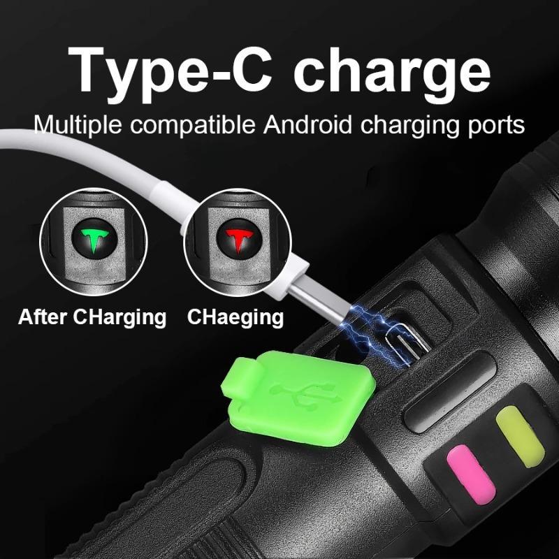 8000LM Zoomable Flashlight,Type-C Rechargeable,3 Modes, Adjustable Focus,Portable Torch for Camping Cycling Emergency,rechargeable