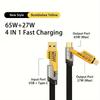 65W 4 in 1 Multi Port Fast Charging Cable USB Type C Quick Charge Data Cord For iPhone Samsung Huawei Xiaomi Phone Charger Cable
