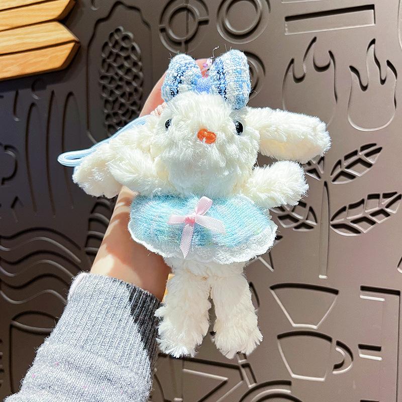 Creative Cartoon Plush Princess Dress Long-eared Rabbit  Female Cute Rabbit Girl Heart Bag Pendant