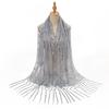 New Sequined Peacock Tassel Embroidered Long Scarf for Women  Fashionable and Versatile National Style Shawl Thin Silk Scarf