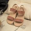 Simple Retro Girl Sandals 2025 Summer New Kids Roman Sandals Comfort Versatile Girls Beach Shoes Anti Slip Child Woven Flat Shoe
