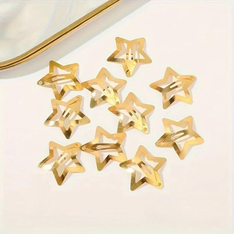 5PCS Starlight Golden Five-pointed Star Mini Star Small Hairpin Modern Style Sweet Style Bangs Styling Accessories Small Clip