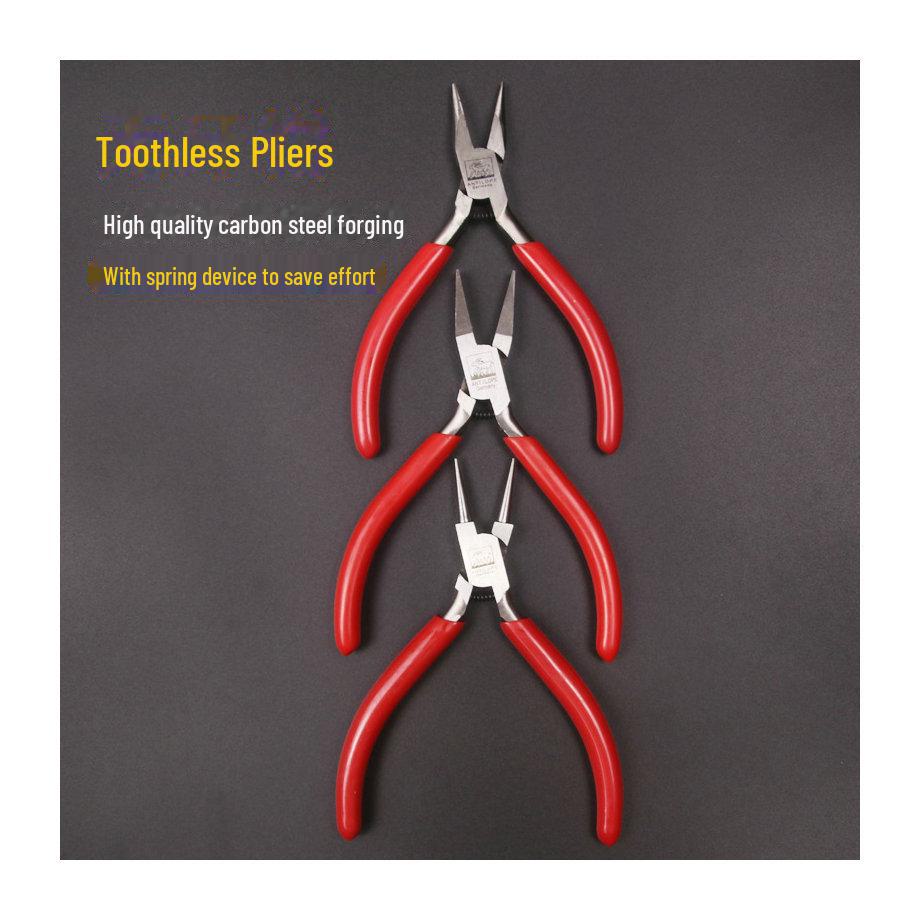 Toothless Spring Pliers for Jewelry Making - Red Handle, 130mm, Suitable for Gold, Silver, and Copper Wire Winding.