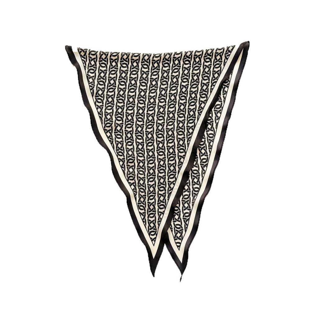 Retro Cashew Print Silk Scarf Accessories Rhombus Versatile Triangle Scarf Spring And Summer Thin Out Clothing With Shawl