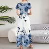 Women's Casual Fashion Print Long Dresses V-Neck Short Sleeve Dresses