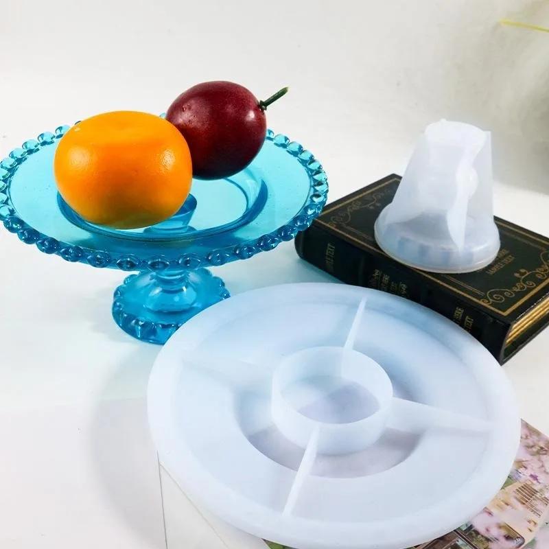 DIY Handgemachte Obstschalenplatte Silikonform Runde Scheibenhalter Basis Heimdekoration Aufbewahrungstablett Silikonform Harzherstellungsform