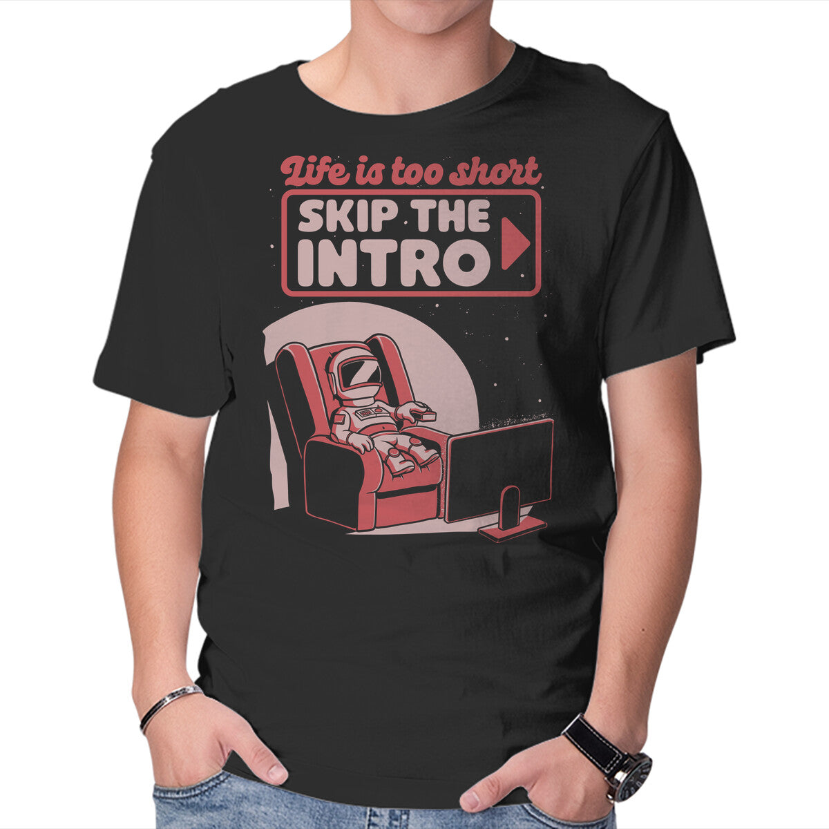 Unisex Crew Neck T-Shirt Streaming Astronaut Graphic Short Sleeve Casual Tee XXXXL