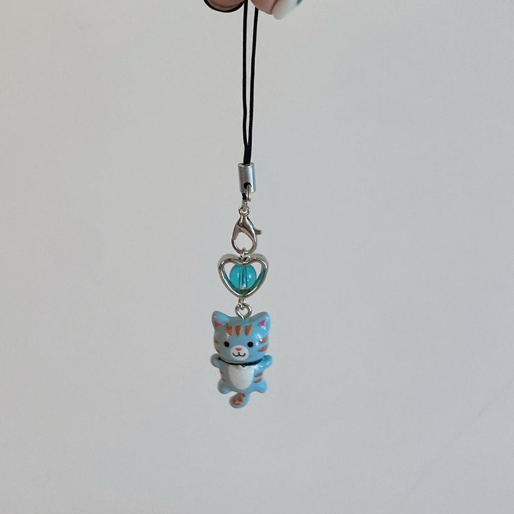 s 1 Piece Cute Cat Love Heart Mobile Phone Charms Fashion Beads Girls Keychains Lanyard for Keys Bag Decorations Strap