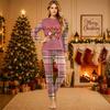 Christmas-print long-sleeve and long-pant matching family loungewear set