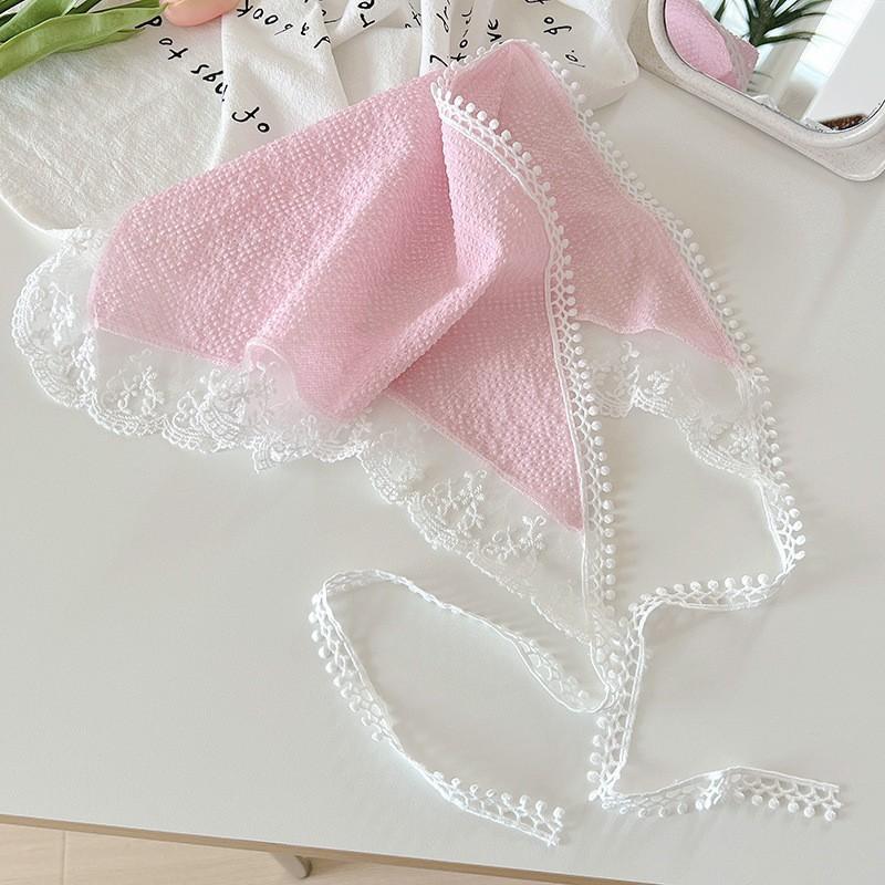 Sweet Flower Triangle Hair Scarf Women Headband Trendy French Pastoral Lace Headwear Girls Scarves Summer Hair Accessories