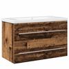 Wall Mounted Washbasin Cabinet Set of 2 Reclaimed Wood Look 80 X 38.5 X 48 Cm