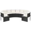 Round Garden Sofa with Cushions Black Poly Rattan